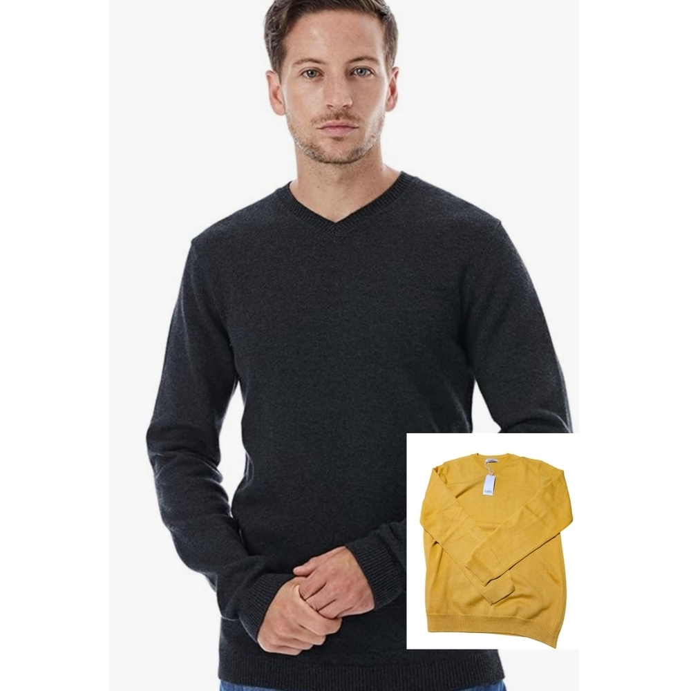 Lello Wool Blend V-neck Sweater Golden Yellow Size M